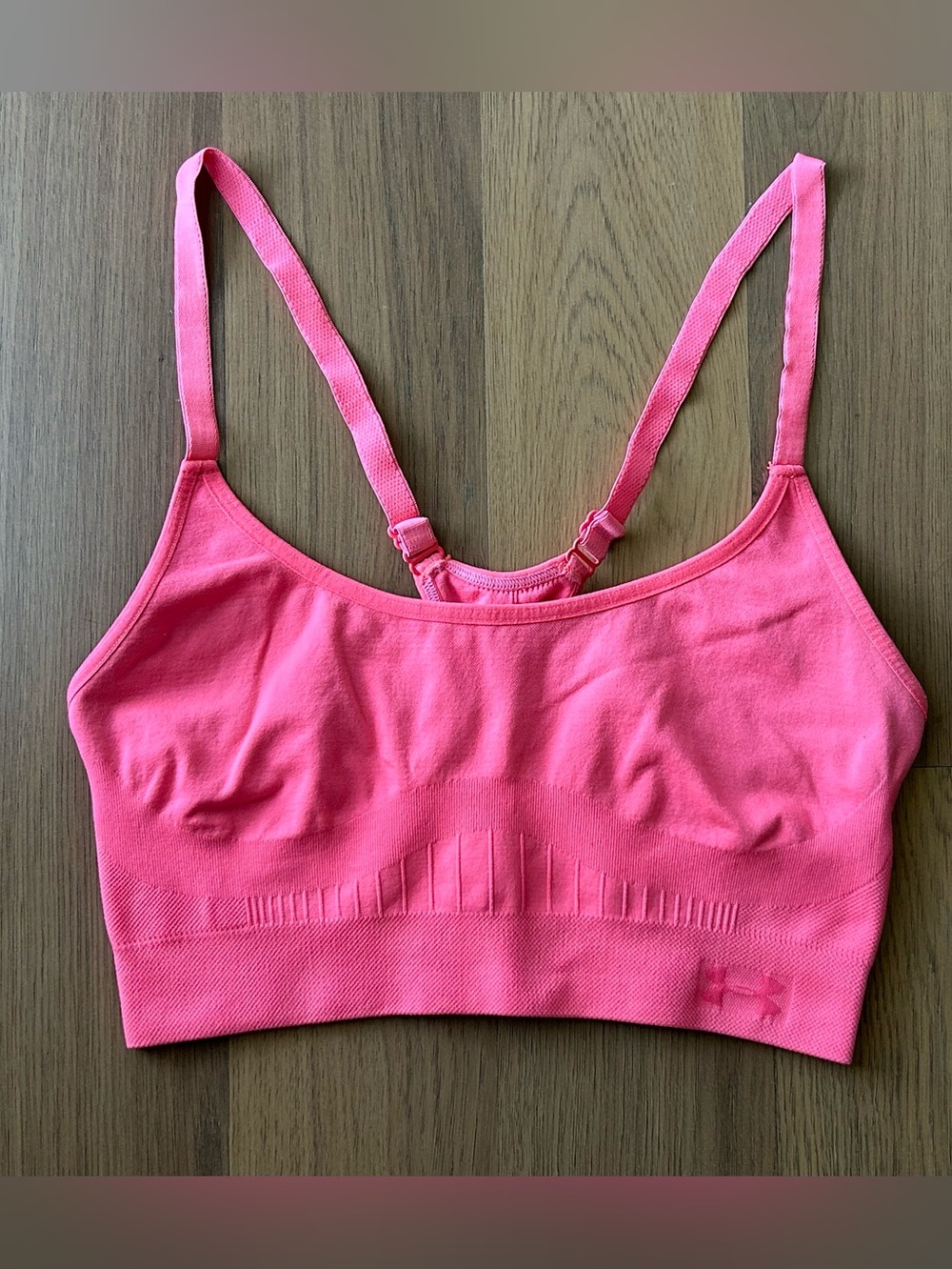 Under Armour UA adjustable sports bra pink orange coral M medium